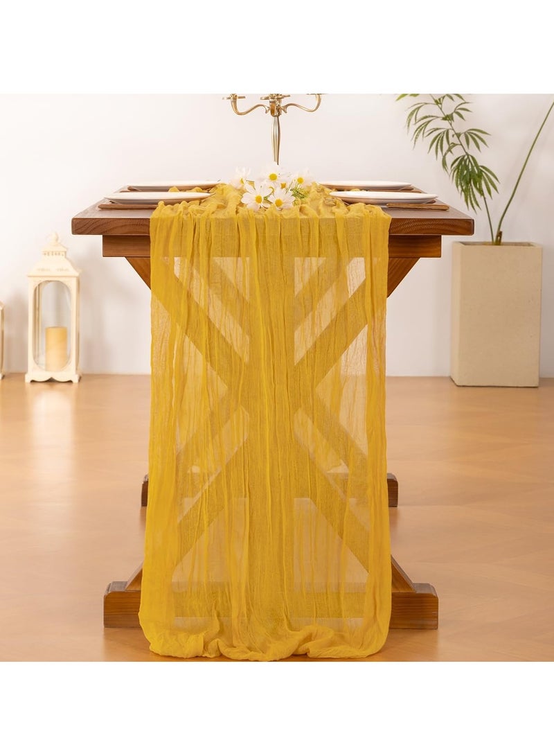 PYC 1 Pack Cheesecloth Table Runner, 35x118 Inch Boho Gauze Table Runner, Cheese Cloth Long Table Runner Elegant Table Runner for Party Wedding Bridal Shower Table Decor  - Image 5
