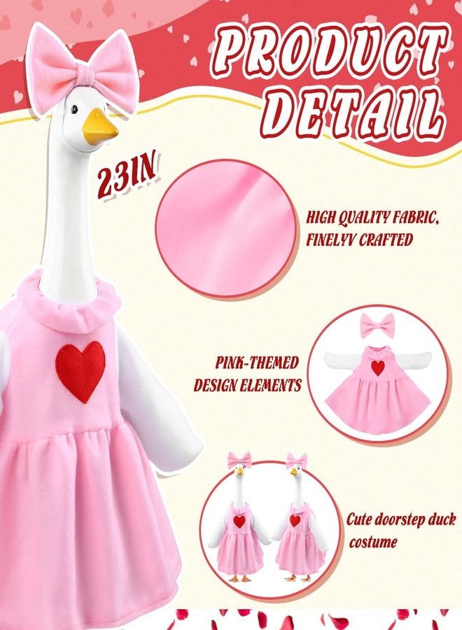 Teeanzo Valentine's Day Goose Outfit with Balloon for 23" Porch Goose Holiday Pink Red Heart Cloths Costume Valentines Party Outdoor Garden Patio Yard Lawn Art Decoration - Image 3