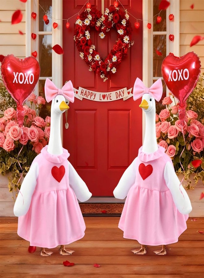 Teeanzo Valentine's Day Goose Outfit with Balloon for 23" Porch Goose Holiday Pink Red Heart Cloths Costume Valentines Party Outdoor Garden Patio Yard Lawn Art Decoration - Image 4