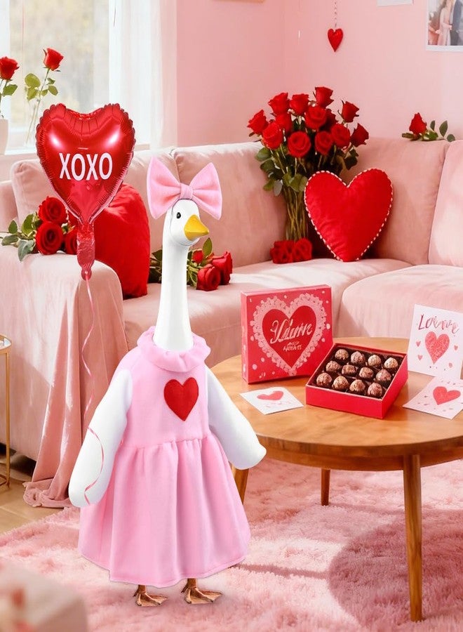 Teeanzo Valentine's Day Goose Outfit with Balloon for 23" Porch Goose Holiday Pink Red Heart Cloths Costume Valentines Party Outdoor Garden Patio Yard Lawn Art Decoration - Image 5