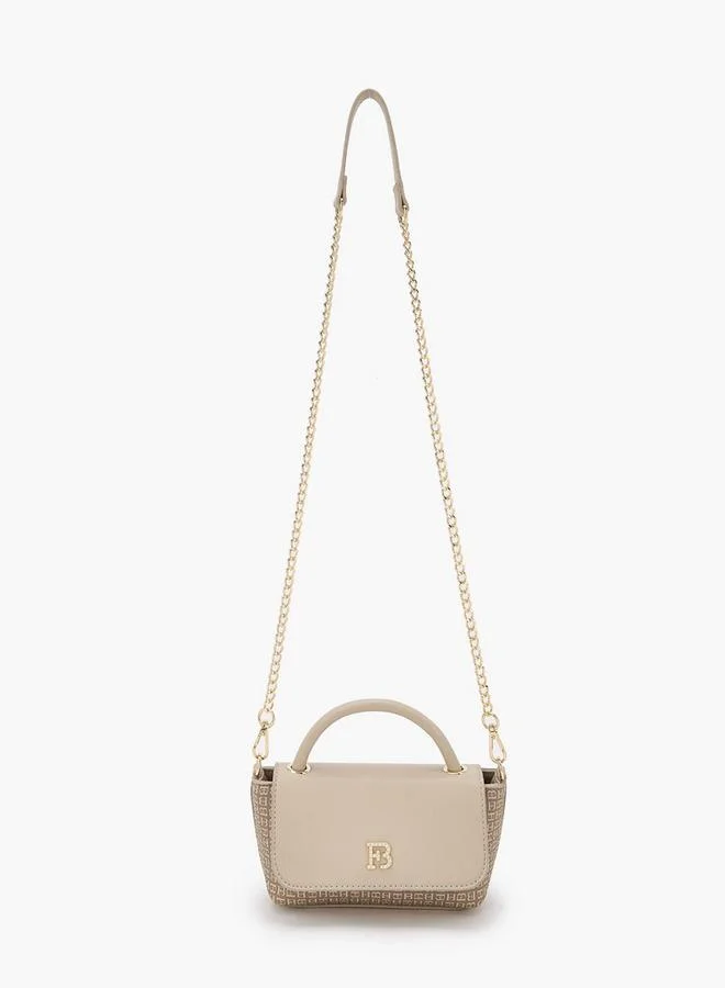 Flora Bella By Shoexpress Monogram Print Crossbody Bag With Chain Strap