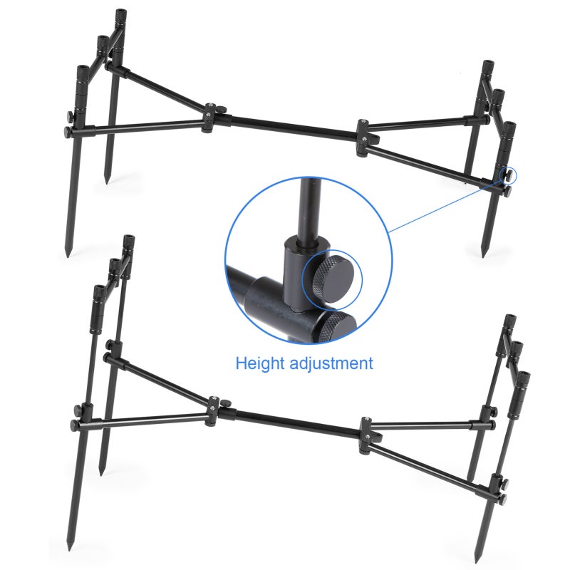 COONOR Detachable Fishing Rod Stand Buzz Bar Pole Rest Head Folding Retractable Fishing Rod Holder with Carry Bag - Image 5