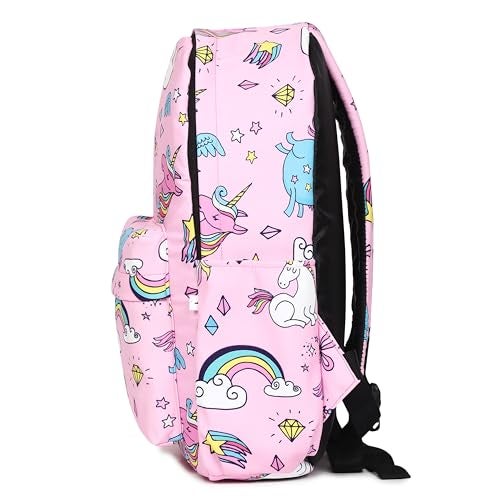MELVIS 20L Backpack School Bag For Travel With Bottle Compartment | Trendy Water Resistant High Storage Bag For Men & Women | Boys & Girls Laptop Printed Backpack For College Gift (Pink Unicorn) - Image 3