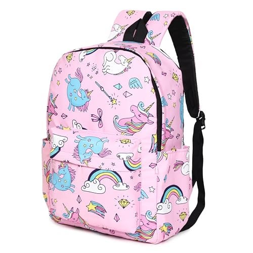 MELVIS 20L Backpack School Bag For Travel With Bottle Compartment | Trendy Water Resistant High Storage Bag For Men & Women | Boys & Girls Laptop Printed Backpack For College Gift (Pink Unicorn) - Image 2
