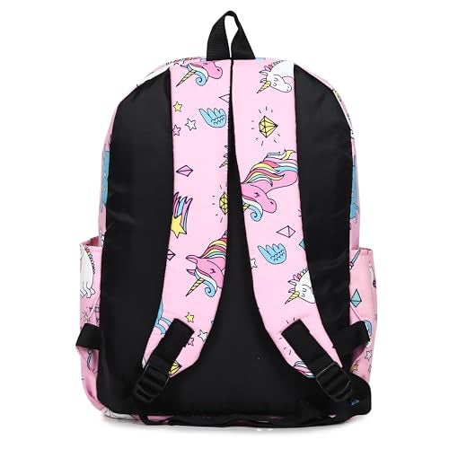 MELVIS 20L Backpack School Bag For Travel With Bottle Compartment | Trendy Water Resistant High Storage Bag For Men & Women | Boys & Girls Laptop Printed Backpack For College Gift (Pink Unicorn) - Image 4