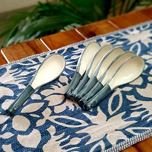 BACKKSPACE RETAIL Ceramic Soup Bowls Set of 6 with Matching Spoons | Elegant Bowls for Soup, Curry, Maggi, Desserts | Microwave & Dishwasher Safe | Perfect for Home and Restaurant- Grey 300ml Each - Image 4