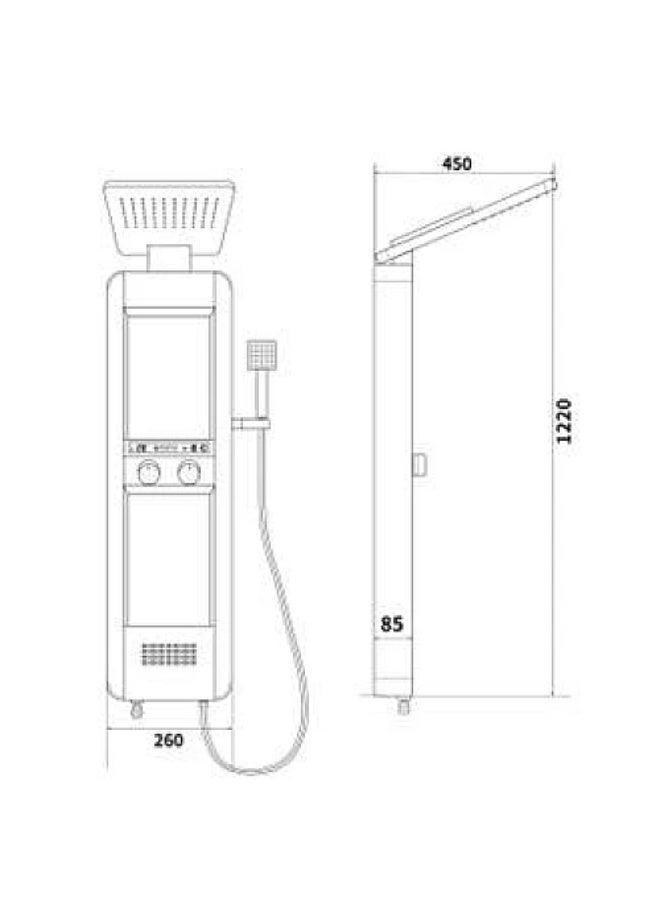 Rectangular digital shower massage with LED screen, water-based, stainless steel + black brass - Image 3