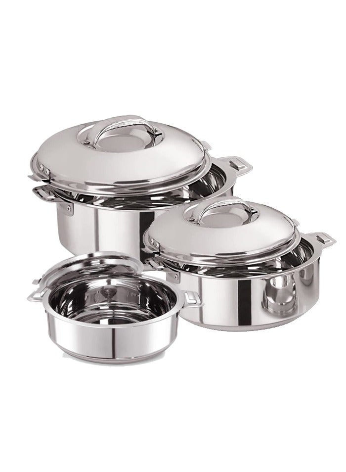 BLACKSTONE Stainless Steel Casserole Lightweight Easy to Handle Hotpot with Lid Silver-Madina 3Pc Set 2.5, 3.5, 5.0L - Image 2