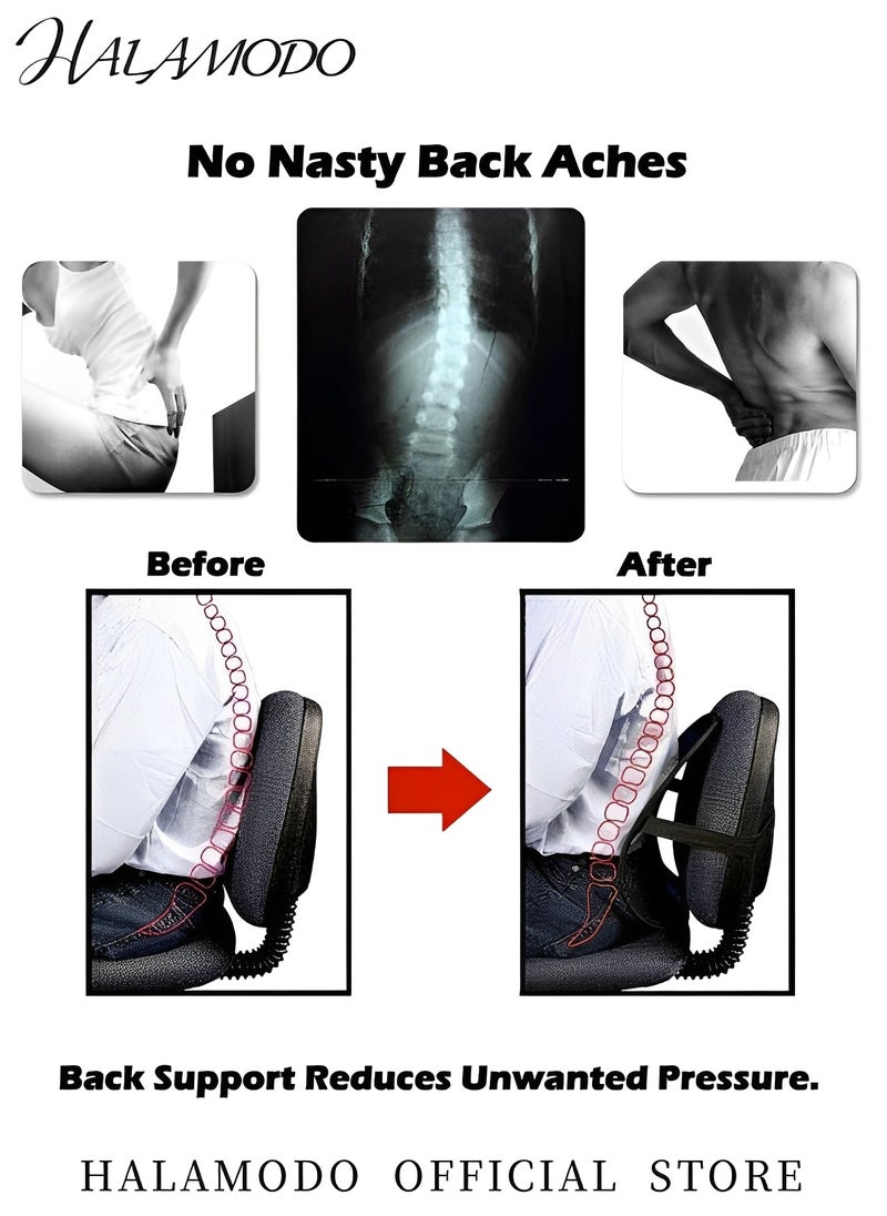 Generic 1PC Lumbar Mesh Back Brace Support Pad Office Home Car Seat Chair Ventilate Cool Cushion with Massage Breathable Waist Cushion for Ultimate Comfort  - Image 2