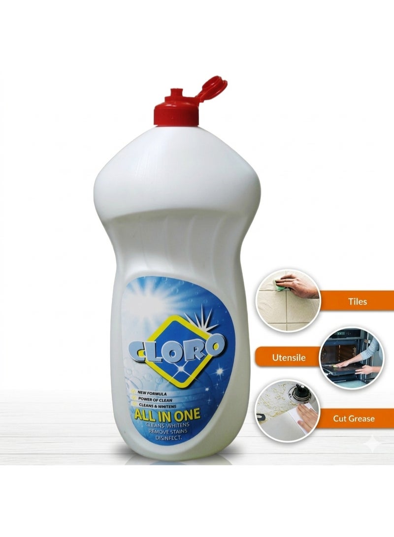 Dow Clean Cloro All-in-One Multipurpose Cleaner - 1L | Powerful Degreaser & Disinfectant for Kitchen Tiles, Utensils, and Ovens | Removes Tough Stains & Grease | New Whitening Formula - Image 3