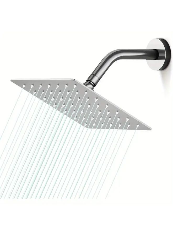 Polished Chrome 6 Inch Square Rainfall Shower Head Ultra Thin High Flow Wall Mounted - Image 1