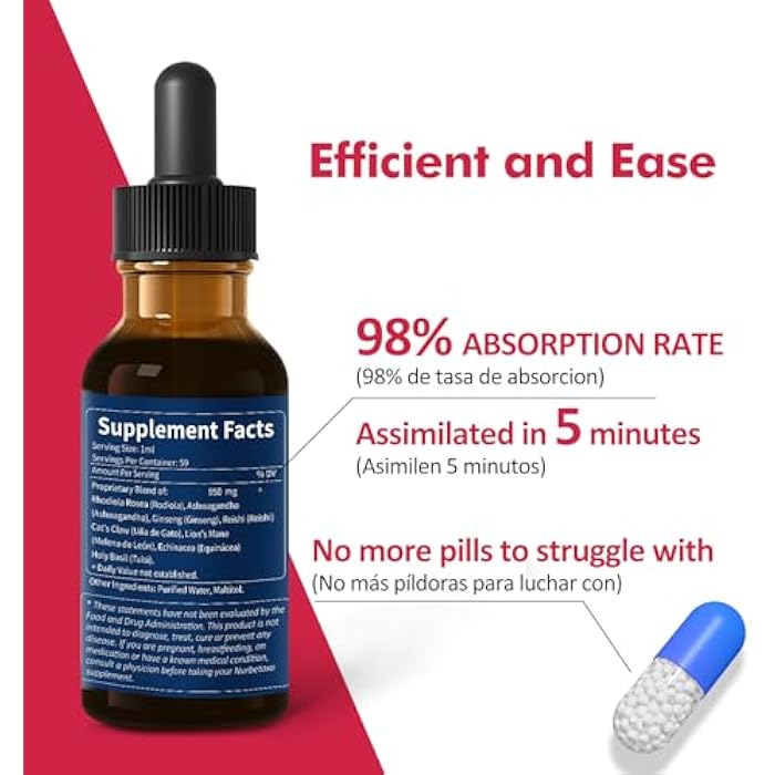 Nurbetoxa مستخلص روديولا روزيا (روديولا) قطرات، مكمل طبيعي للتكيف مع أشواغاندا، جنسنغ، ريحان مقدس، وإشيناسيا لدعم الطاقة، صحة الدماغ، المناعة والمزاج. 2 أونصة - Image 5