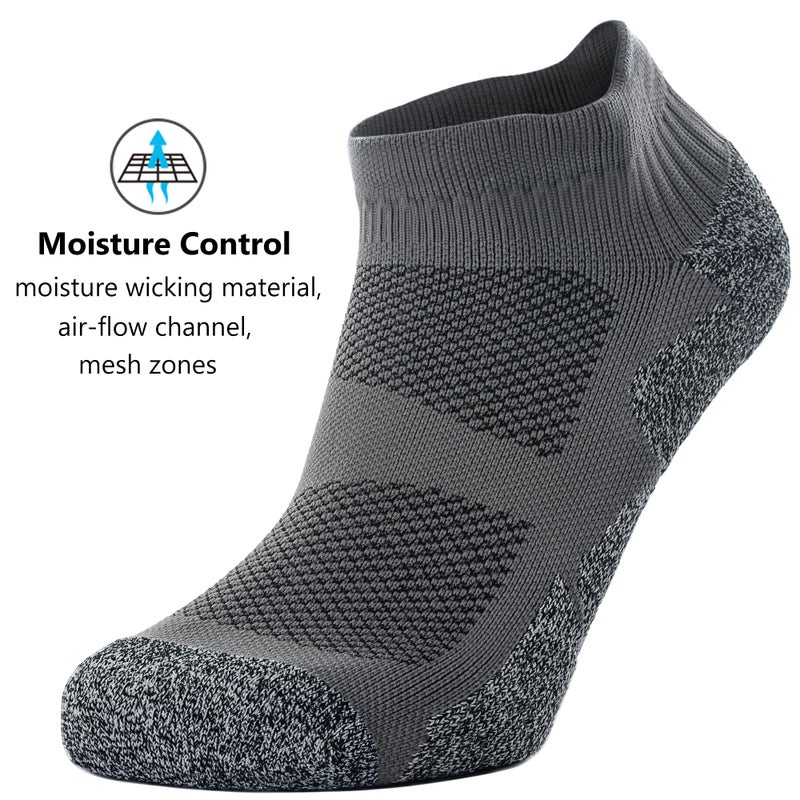 CWVLC Unisex Cushioned Compression Athletic Ankle Socks Multipack, 6-pairs Black Charcoal White, L (10.5-13 W US/ 9-11.5 M US) - Image 5