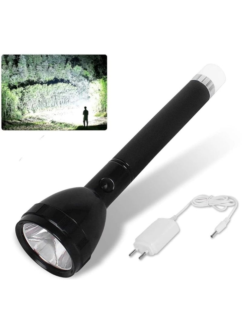 JACKCLEEN JACKCLEEN 1 Km Lithium Battery Long Range Led Torch Light Rechargeable Dual Battery Best Torch Black 25 cm Rechargeable  - Image 1
