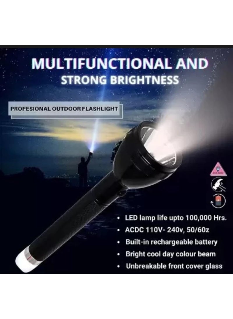JACKCLEEN JACKCLEEN 1 Km Lithium Battery Long Range Led Torch Light Rechargeable Dual Battery Best Torch Black 25 cm Rechargeable  - Image 4