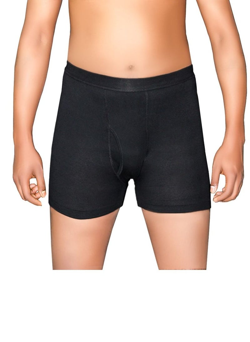 DNA Mens Plain Black Boxer Combed Cotton Single Pcs Pack - Image 1