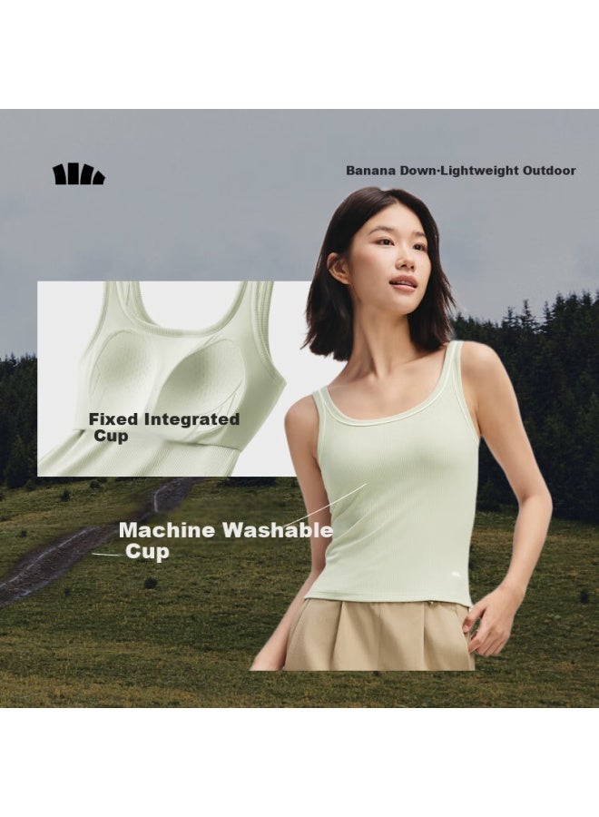 Beneunder Women's Camisole Bra With Built-in Bra Pads And Back Support, Inner Wear Or Outer Wear, Two-in Muscle Support Vest - Image 3