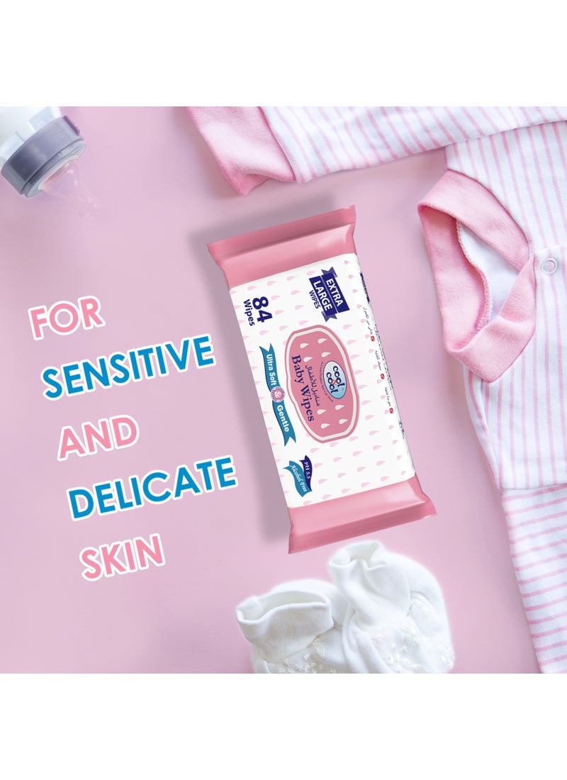 Cool & Cool Baby Wipes Extra Large Alcohol Paraben Free Vitamin E Aloe Vera Ultra Soft And Gentle For Sensitive And Delicate Skin 60 Gsm Thickness 8 x 84 Wipes - Image 4