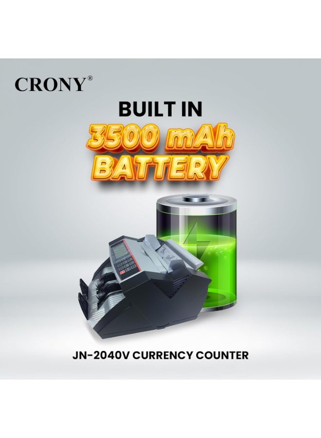 CRONY Money Cash Counting Machine - JN-2040V Portable bill Counter Multi Currency Counting Machine AED SAR USD EUR Counterfeit Money Detectors UV MG Bill Counting Machine with LCD Display 1000pcs/min - Image 3