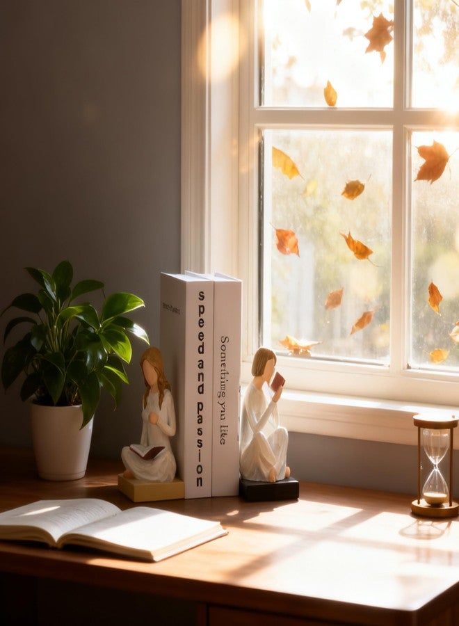 suruim Unique Reading Figurine Book Ends - Book Lovers Gifts for Bookshelf Decorations for Women Readers, Graduates, Students, Teachers, Bookshelf Decor Home Decor for Shelves Desk Office Living Room - Image 4