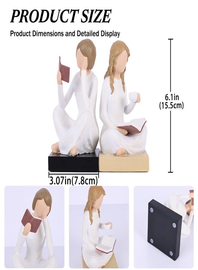 suruim Unique Reading Figurine Book Ends - Book Lovers Gifts for Bookshelf Decorations for Women Readers, Graduates, Students, Teachers, Bookshelf Decor Home Decor for Shelves Desk Office Living Room - Image 3