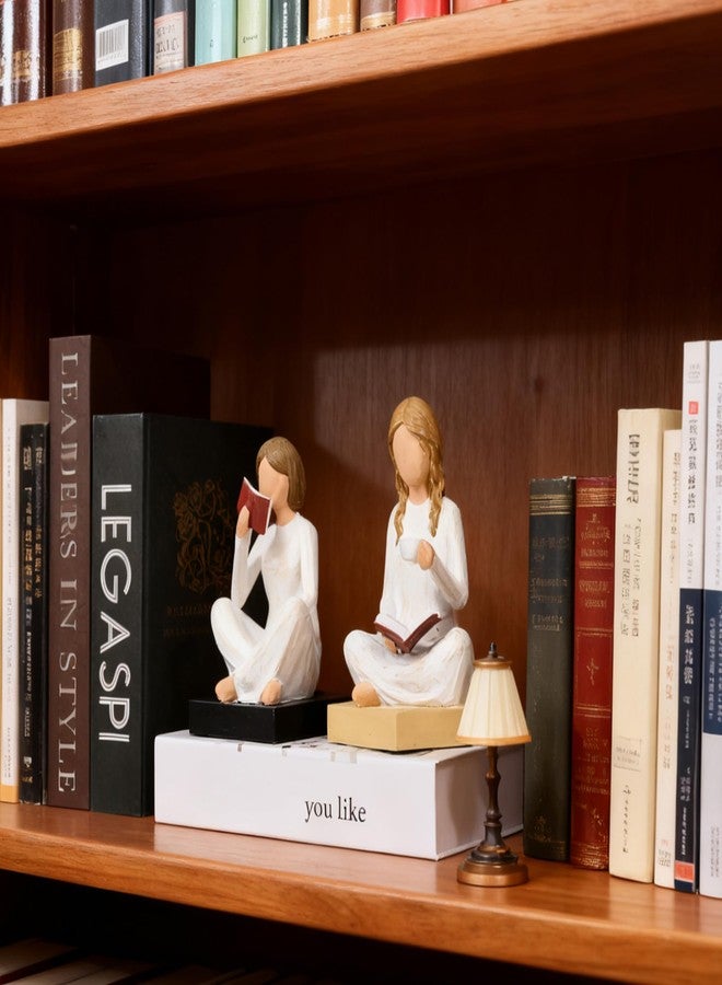 suruim Unique Reading Figurine Book Ends - Book Lovers Gifts for Bookshelf Decorations for Women Readers, Graduates, Students, Teachers, Bookshelf Decor Home Decor for Shelves Desk Office Living Room - Image 5