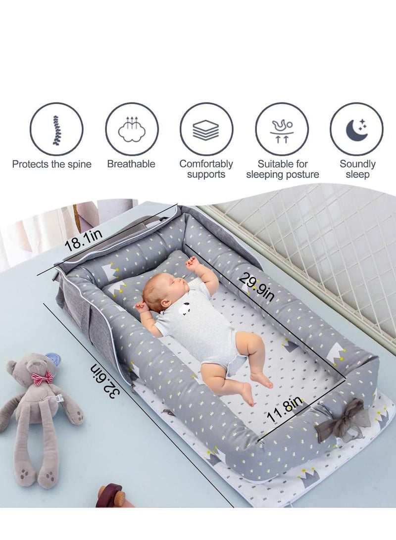 رايتشر سرير أطفال، عش نوم للأطفال، عش نوم محمول للأطفال، سرير إلكتروني لغرفة نوم الأطفال، مرتبة لحديثي الولادة لأسرة الأطفال والأسرّة من 0 إلى 24 شهرًا - Image 2