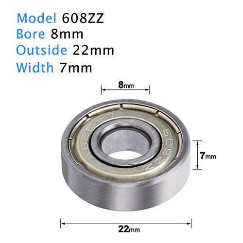 Donepart 608ZZ Bearings, Skateboard Bearing C3 High Speed, 8mmx22mmx7mm Bearings for Skateboards, Electric Motor, Wheels, Scooters, Longboard, 3D Printer, Spinners (10 Pack) - Image 3