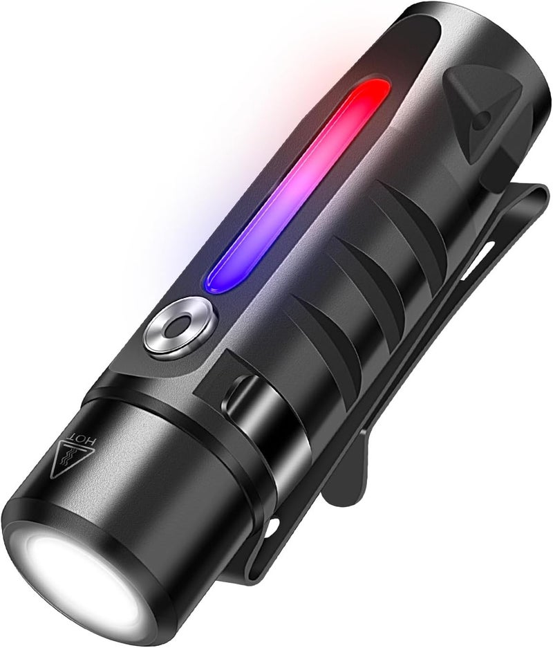 BORUIT RJ28 Mini Keyring Flashlight with RGB Side Lamp, 410 Lumen Rechargeable, IP66 Waterproof - Image 1