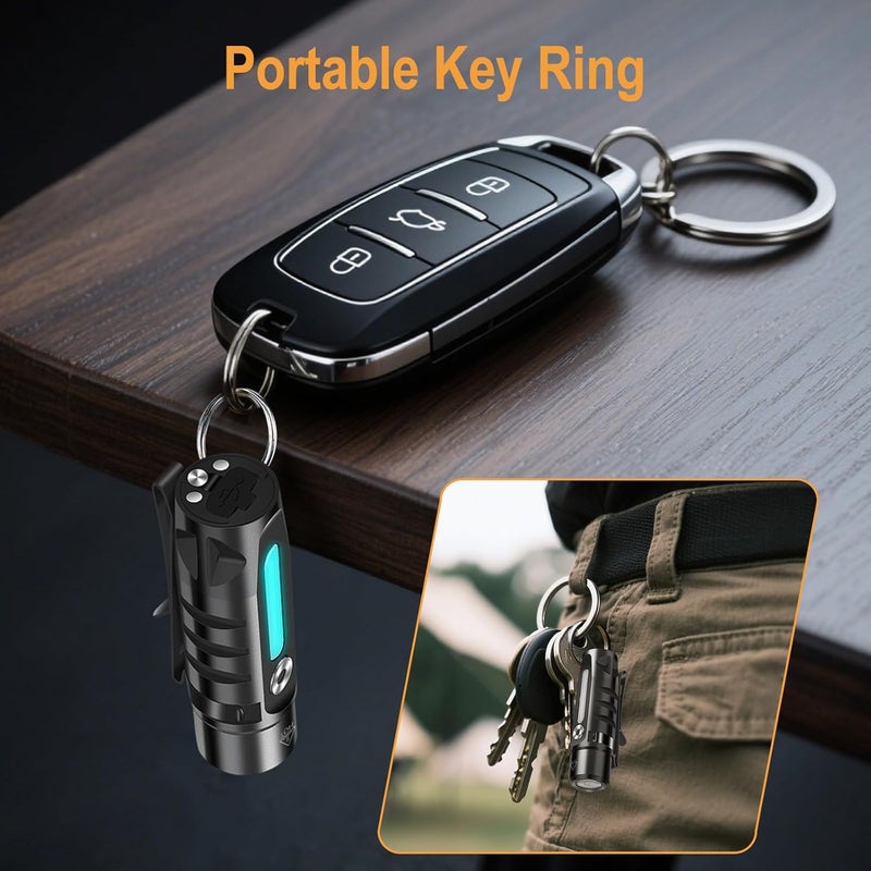 BORUIT RJ28 Mini Keyring Flashlight with RGB Side Lamp, 410 Lumen Rechargeable, IP66 Waterproof - Image 3