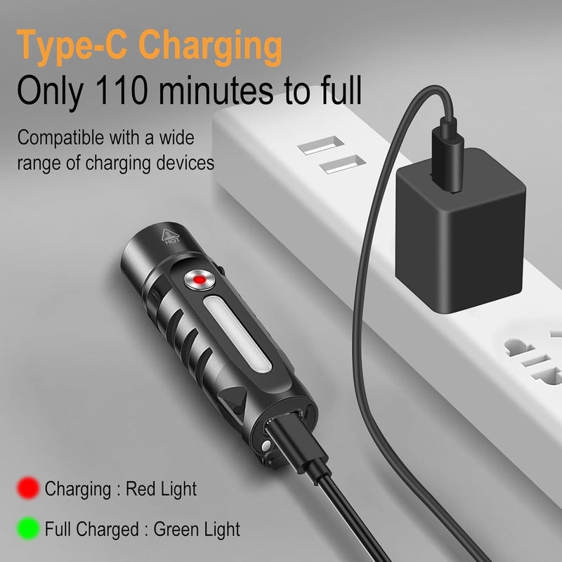 BORUIT RJ28 Mini Keyring Flashlight with RGB Side Lamp, 410 Lumen Rechargeable, IP66 Waterproof - Image 5