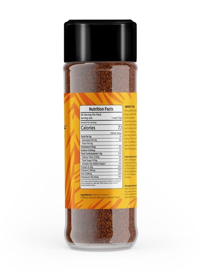 Witty Wolf Premium Caramel Flavour Instant Coffee (100 Gm) | Instant Flavored Coffee Powder | Hot And Cold Coffee | Cappuccino, Latte - Image 2
