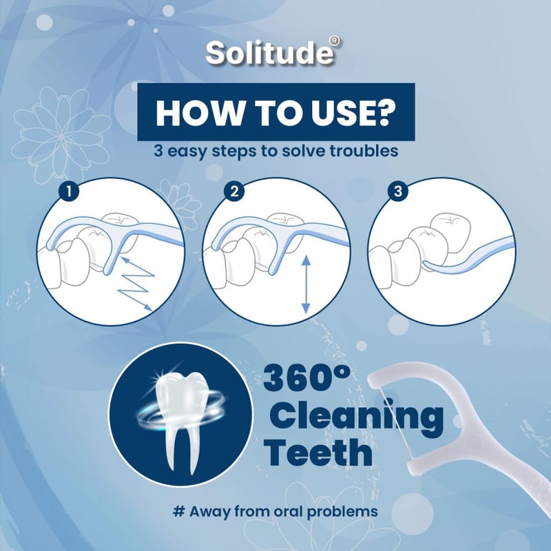 Solitude 50 Pieces 3 in 1 Tooth Cleaning Dental Floss Fresh Toothpick Cleaners, Disposable Teeth Flossing Thread Toothpicks with tongue cleaner Stick for Fresh, Healthy and Breath Gums - Image 3