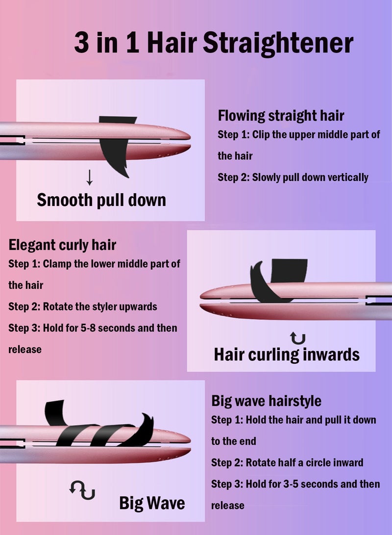 Generic Hair Straightener | 3 in 1 Professional Hair Straightener and Curling | Fast Heating Ceramic Hair Straightener for Less Frizz, Shinier & Smoother Hair,Suitable for All Personal Professional Salon Hairstyles, Gift for Girls Women  - Image 2