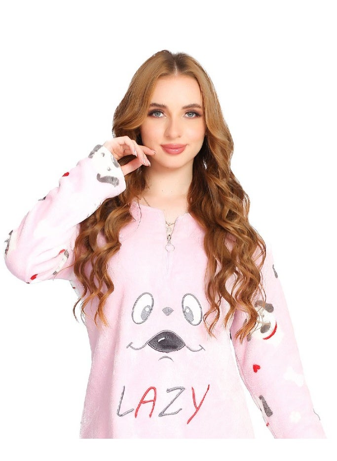 Dadoush Cash Mayo winter home women's pajama set - winter women's nightgown with matching socks from Dadoush - Image 3