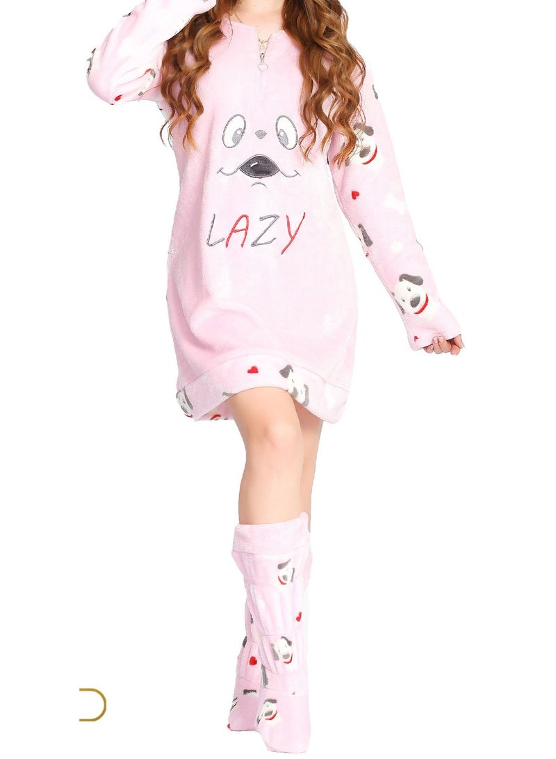 Dadoush Cash Mayo winter home women's pajama set - winter women's nightgown with matching socks from Dadoush - Image 5