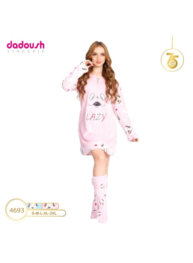 Dadoush Cash Mayo winter home women's pajama set - winter women's nightgown with matching socks from Dadoush - Image 1