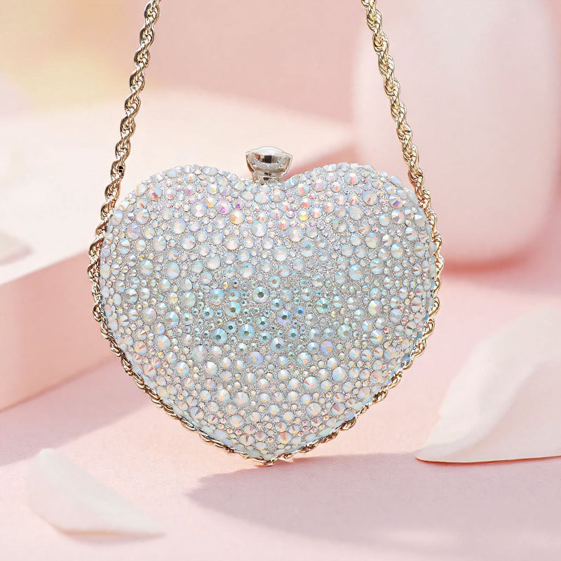 Luxury Heart-Shaped Bag, Fashionable Chain Diamond-Encrusted Evening Bag, Party Bag Manufacturer - Image 4