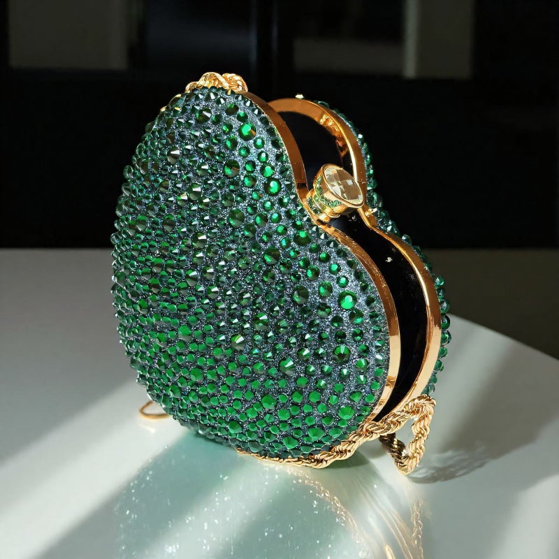 Luxury Heart-Shaped Bag, Fashionable Chain Diamond-Encrusted Evening Bag, Party Bag Manufacturer - Image 5