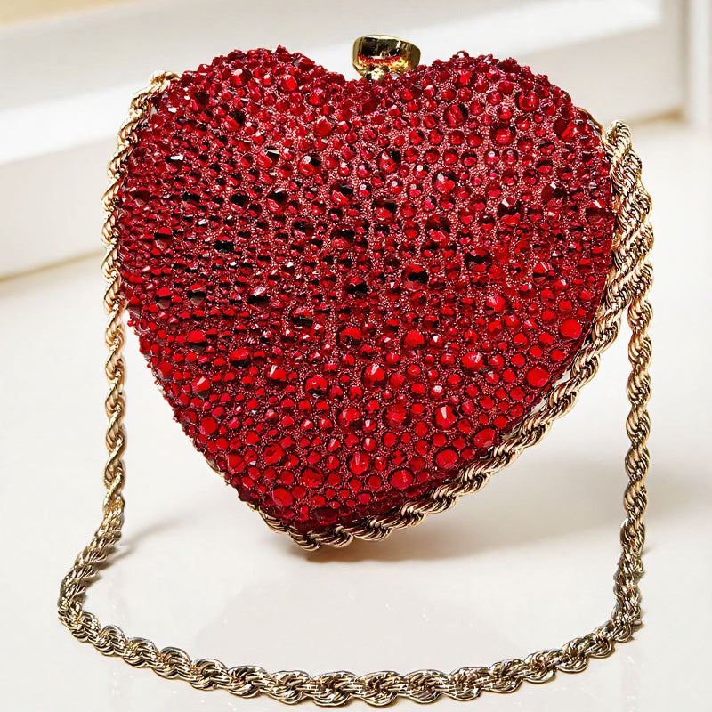 Luxury Heart-Shaped Bag, Fashionable Chain Diamond-Encrusted Evening Bag, Party Bag Manufacturer - Image 2