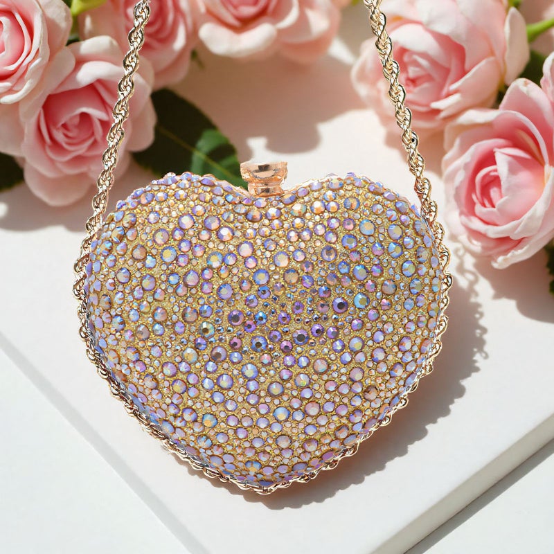 Luxury Heart-Shaped Bag, Fashionable Chain Diamond-Encrusted Evening Bag, Party Bag Manufacturer - Image 3