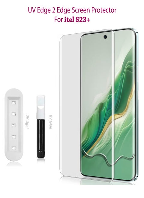 Itel S23 Plus Premium Tempered Glass Design For Itel S23 Plus Smartphone Advanced Border Less Full Edge To Edge UV Screen Protector And Easy Installation Kit