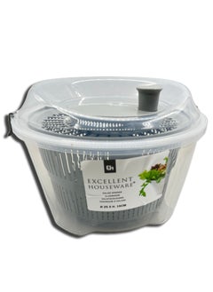 Salad Spinner With Bowl, Colander & Built-in Draining System - Grey