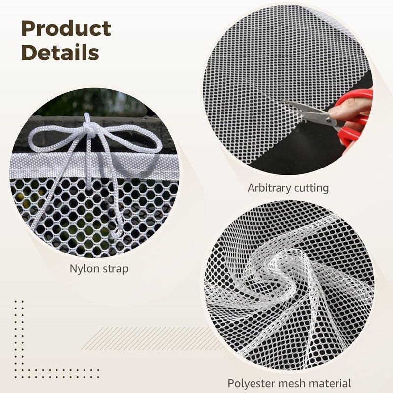 White Polyester Mesh Safety Net, 300 Cm X 78 Cm, Balcony Stair Pet Protection, Fall Prevention, Easy Install Kit - Image 2