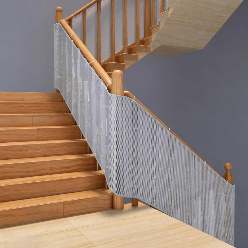 White Polyester Mesh Safety Net, 300 Cm X 78 Cm, Balcony Stair Pet Protection, Fall Prevention, Easy Install Kit - Image 1