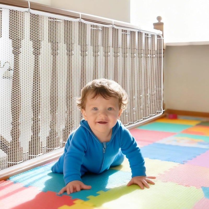 White Polyester Mesh Safety Net, 300 Cm X 78 Cm, Balcony Stair Pet Protection, Fall Prevention, Easy Install Kit - Image 5
