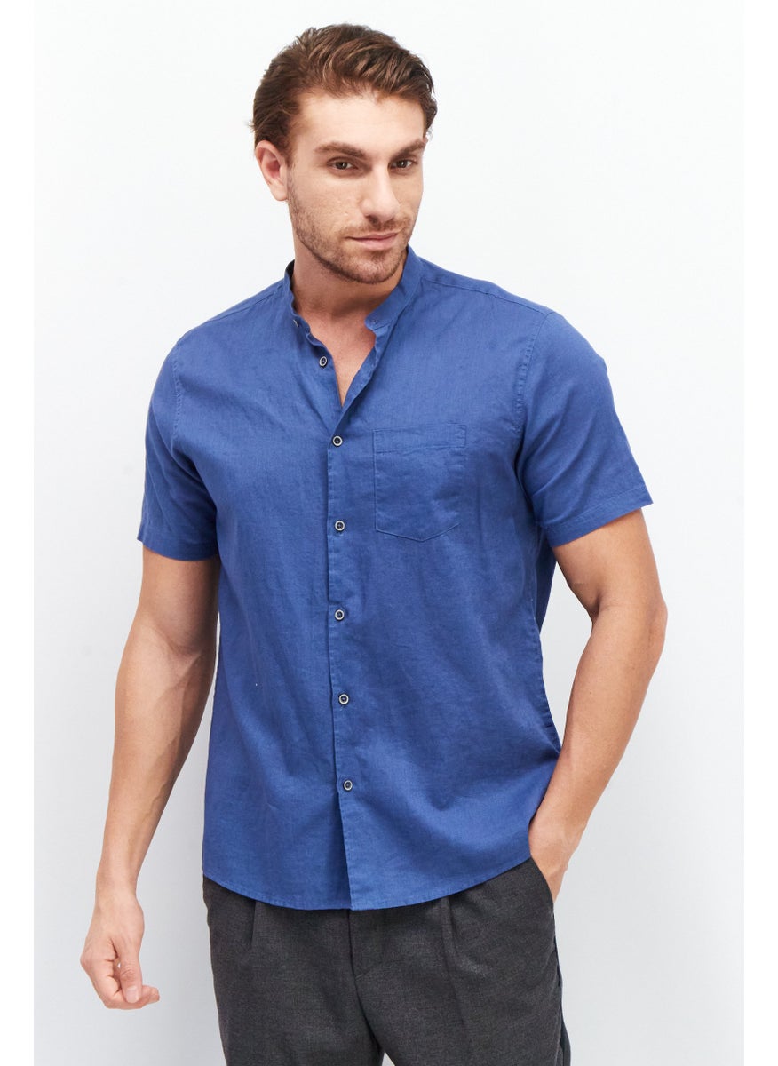 Sorbino Men Regular Fit Solid Short Sleeves Casual Shirt, Navy Blue  - Image 1