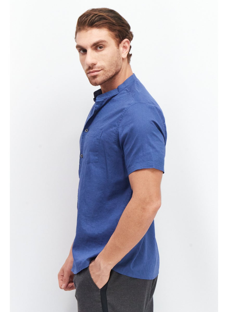 Sorbino Men Regular Fit Solid Short Sleeves Casual Shirt, Navy Blue  - Image 2