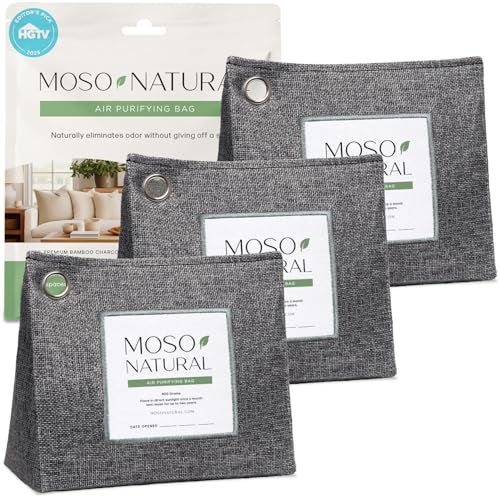 Moso Natural Air Purifying Bag 600g (3 Pack) Premium Bamboo Charcoal Odor Absorber | Pet Odor Eliminator for Home | Room Deodorizer for Large Spaces, Bedroom, Kitchen, Basement | Charcoal Bags - Image 1