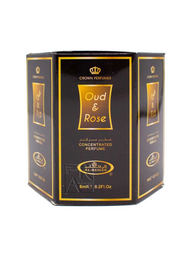 الرحاب للعطور 6 قطع من زيت عطري مركز بالعود والورد 6 مل - Image 1